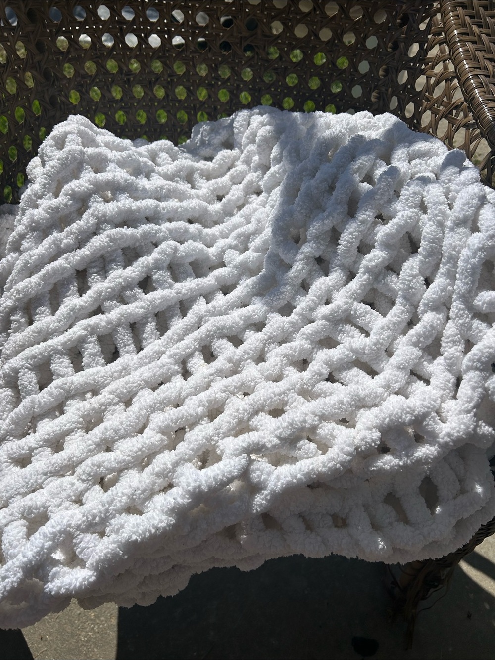 Cozy White Plush Chunky Knit Throw Blanket